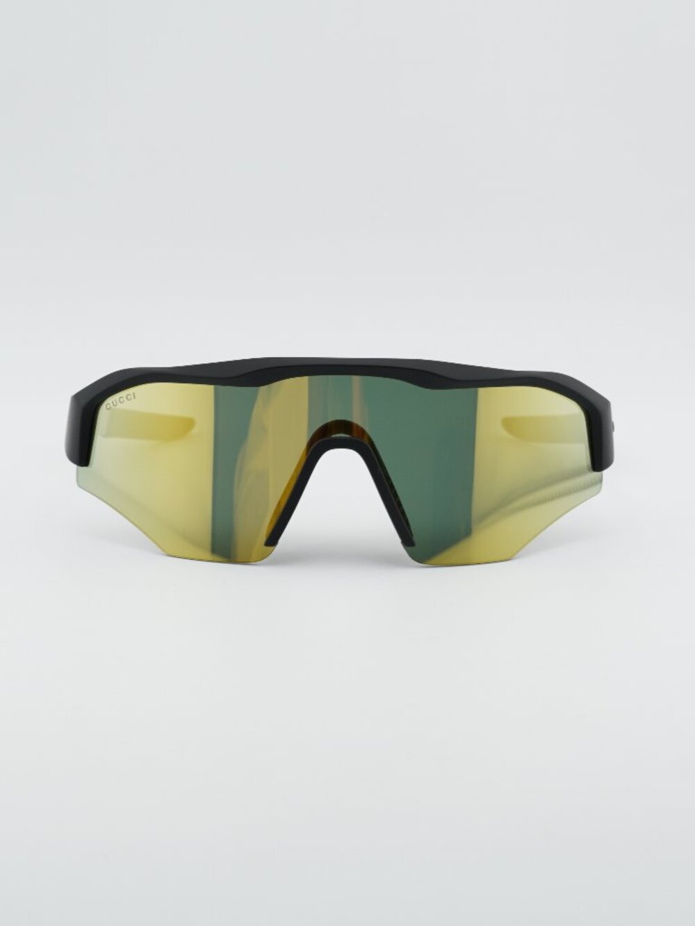Gucci GG2017S 001 Sunglasses Black Shield Frame, Yellow Mirror Lenses - Picture 6 of 10